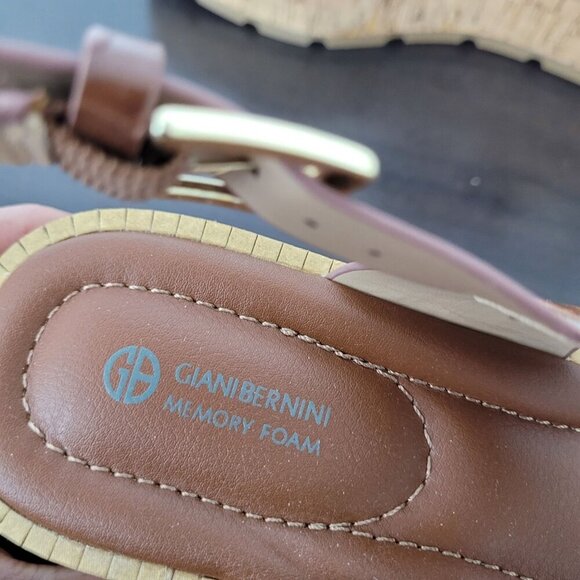 NEW Giani Bernini Harperr Memory Foam Platform  Cinnamon Croc  10 Sandals - Picture 6 of 9